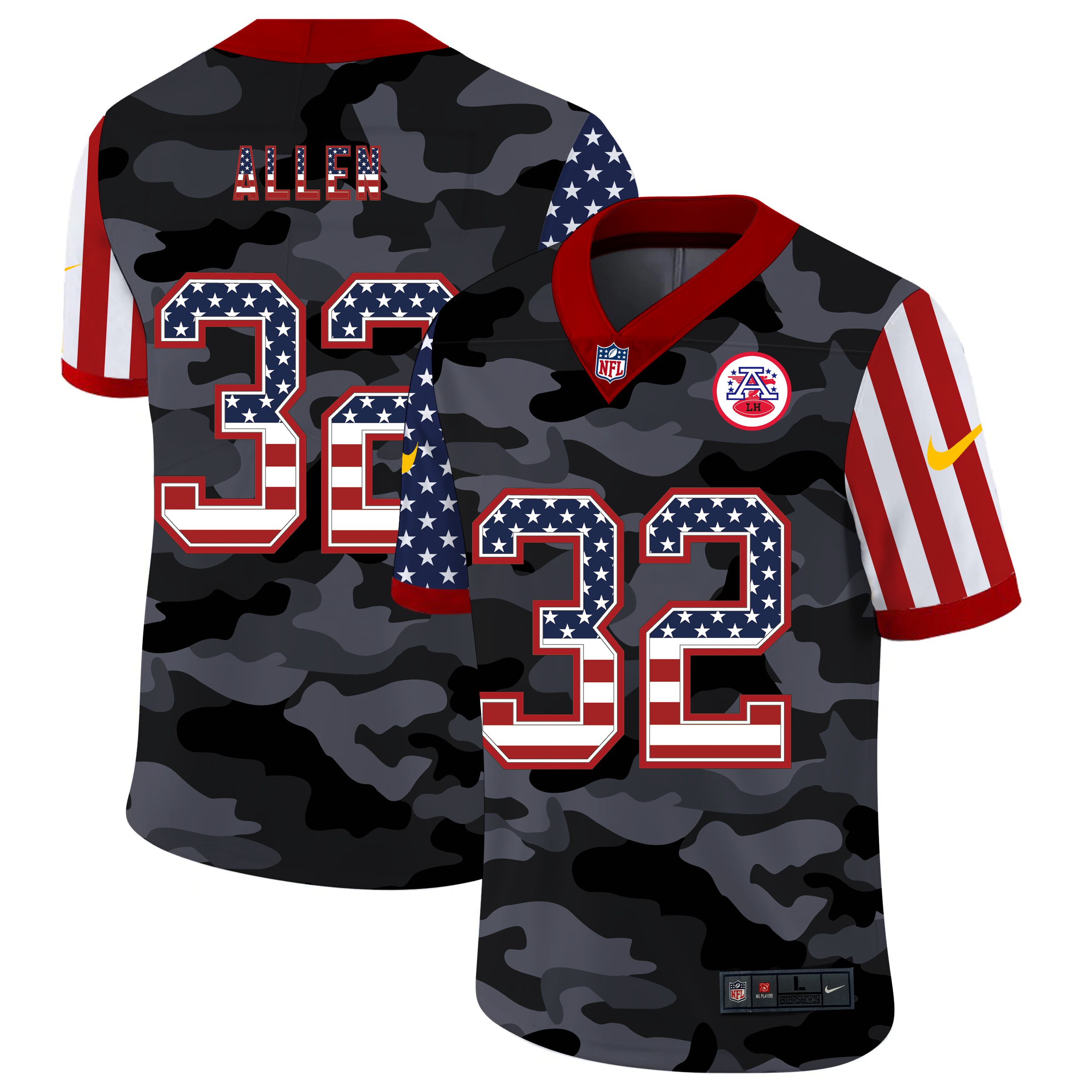 Men Kansas City Chiefs #32 Allen 2020 Nike USA Camo Salute to Service Limited NFL Jerseys->carolina panthers->NFL Jersey